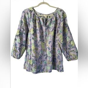 St. John's Bay Lavender Floral Peasant Blouse
